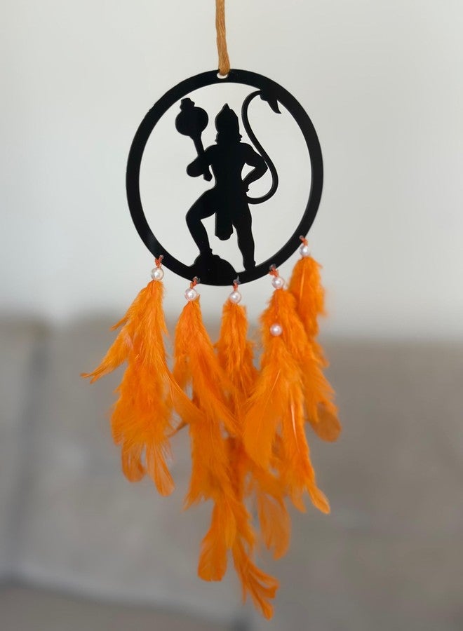 Agam Decors - 3.5” Dreamcatchers - Hanuman with Orange Feathers - Dreamcatcher for Cars | Home | Wall Hangings | Home Décor | Handmade Dreamcatcher for Bedroom | Balcony - Image 5