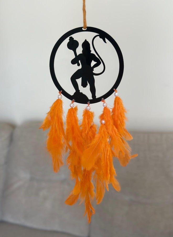 Agam Decors - 3.5” Dreamcatchers - Hanuman with Orange Feathers - Dreamcatcher for Cars | Home | Wall Hangings | Home Décor | Handmade Dreamcatcher for Bedroom | Balcony - Image 2