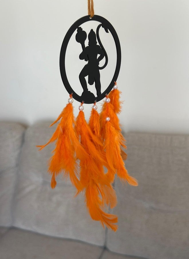 Agam Decors - 3.5” Dreamcatchers - Hanuman with Orange Feathers - Dreamcatcher for Cars | Home | Wall Hangings | Home Décor | Handmade Dreamcatcher for Bedroom | Balcony - Image 3