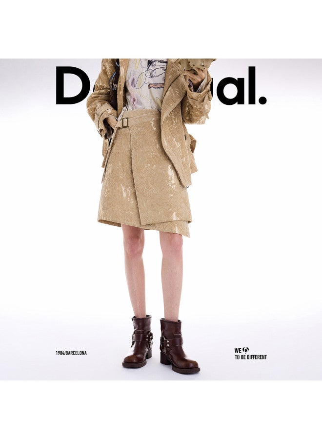 DESIGUAL موضة إسبانية فاخرة 25 وصول جديد خريف/شتاء تنورة ميدي على شكل مئزر غير متساوي - Image 2