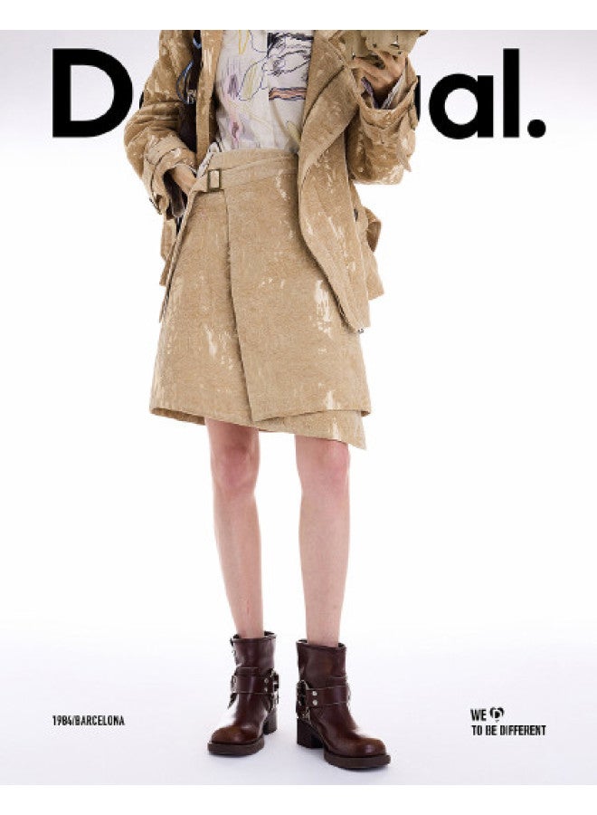 DESIGUAL موضة إسبانية فاخرة 25 وصول جديد خريف/شتاء تنورة ميدي على شكل مئزر غير متساوي - Image 1