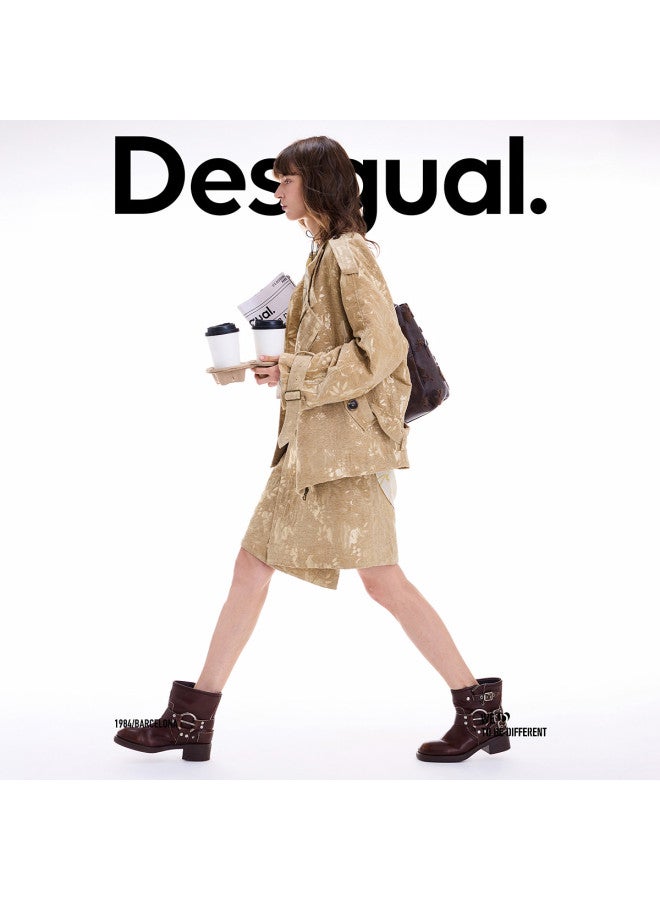 DESIGUAL موضة إسبانية فاخرة 25 وصول جديد خريف/شتاء تنورة ميدي على شكل مئزر غير متساوي - Image 4