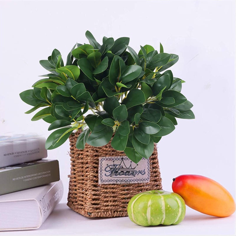 HO2NLE 8Pcs Artificial Silk Greenery Fake Eucalyptus Leaves Stems Faux Shrubs Plants Stems Real Touch Floral Greenery for Vase Home Indoor Garden Window Box Wedding Courtyard Outdoor Decor - Image 5