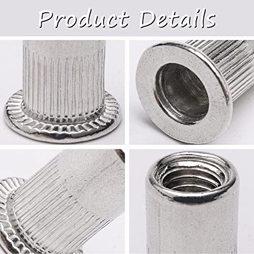 JIUWU 100 Pcs M5 5 mm Flat Head Aluminum Rivet Nut Blind Insert Nut - Image 3