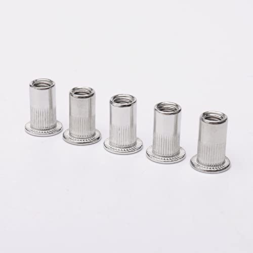 JIUWU 100 Pcs M5 5 mm Flat Head Aluminum Rivet Nut Blind Insert Nut - Image 2