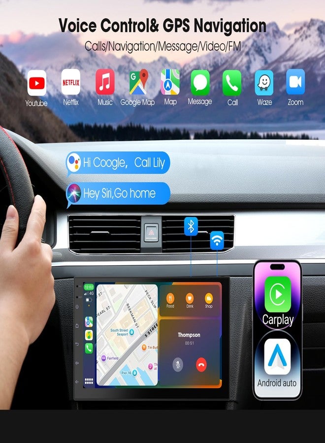 Haudio Wireless CarPlay Screen for Car & Android Auto Head Unit - Touchscreen 7 Inch Double Din Car Stereo with Backup Camera for All Cars (2+64GB) - Image 3