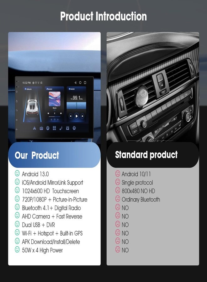 Haudio Wireless CarPlay Screen for Car & Android Auto Head Unit - Touchscreen 7 Inch Double Din Car Stereo with Backup Camera for All Cars (2+64GB) - Image 4