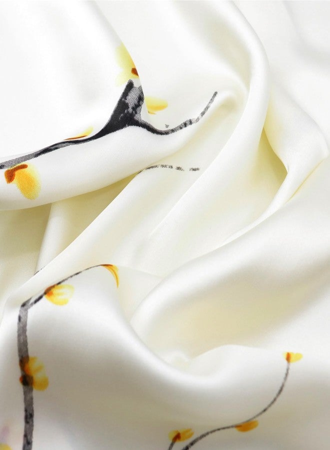 وشاح ساتان كبير كريمي اللون للنساء، أوشحة حريرية مستطيلة الشكل للرقبة مناسبة لأعياد الميلاد والكريسماس، مع تغليف هدايا (النمط 22) - Image 2