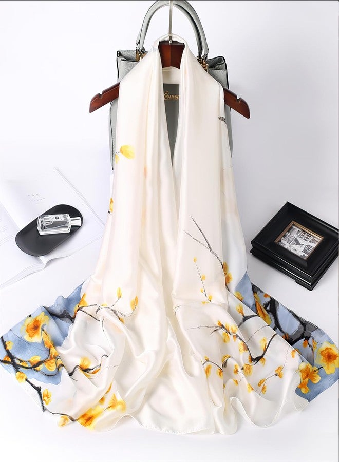 وشاح ساتان كبير كريمي اللون للنساء، أوشحة حريرية مستطيلة الشكل للرقبة مناسبة لأعياد الميلاد والكريسماس، مع تغليف هدايا (النمط 22) - Image 5