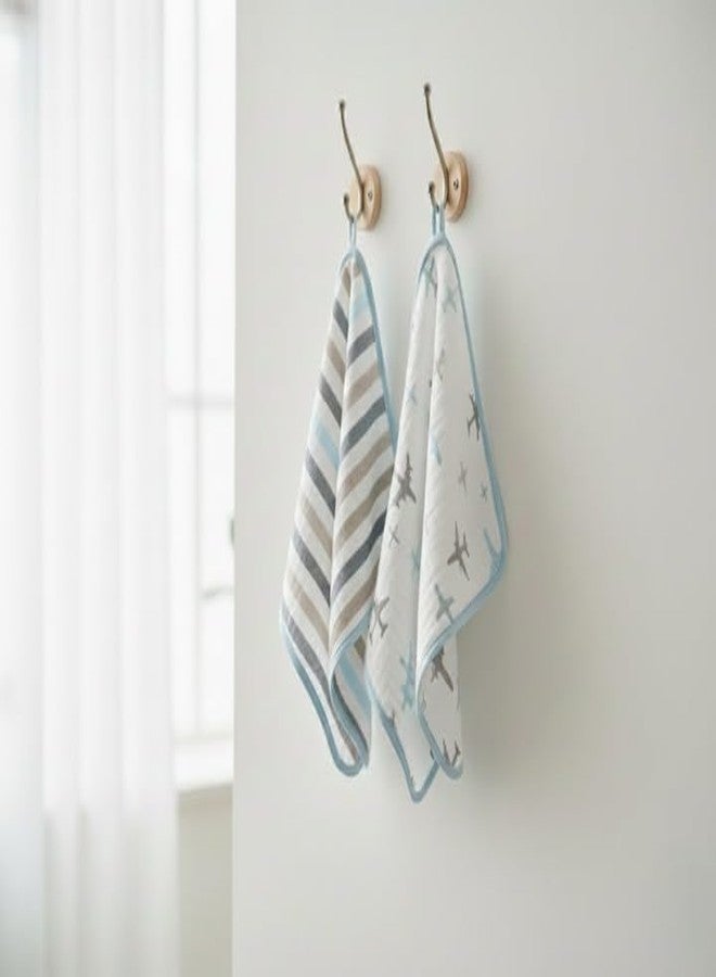 Masilo Dream Wings Organic Muslin Washcloth (Blue, Pack of 2) - Image 3