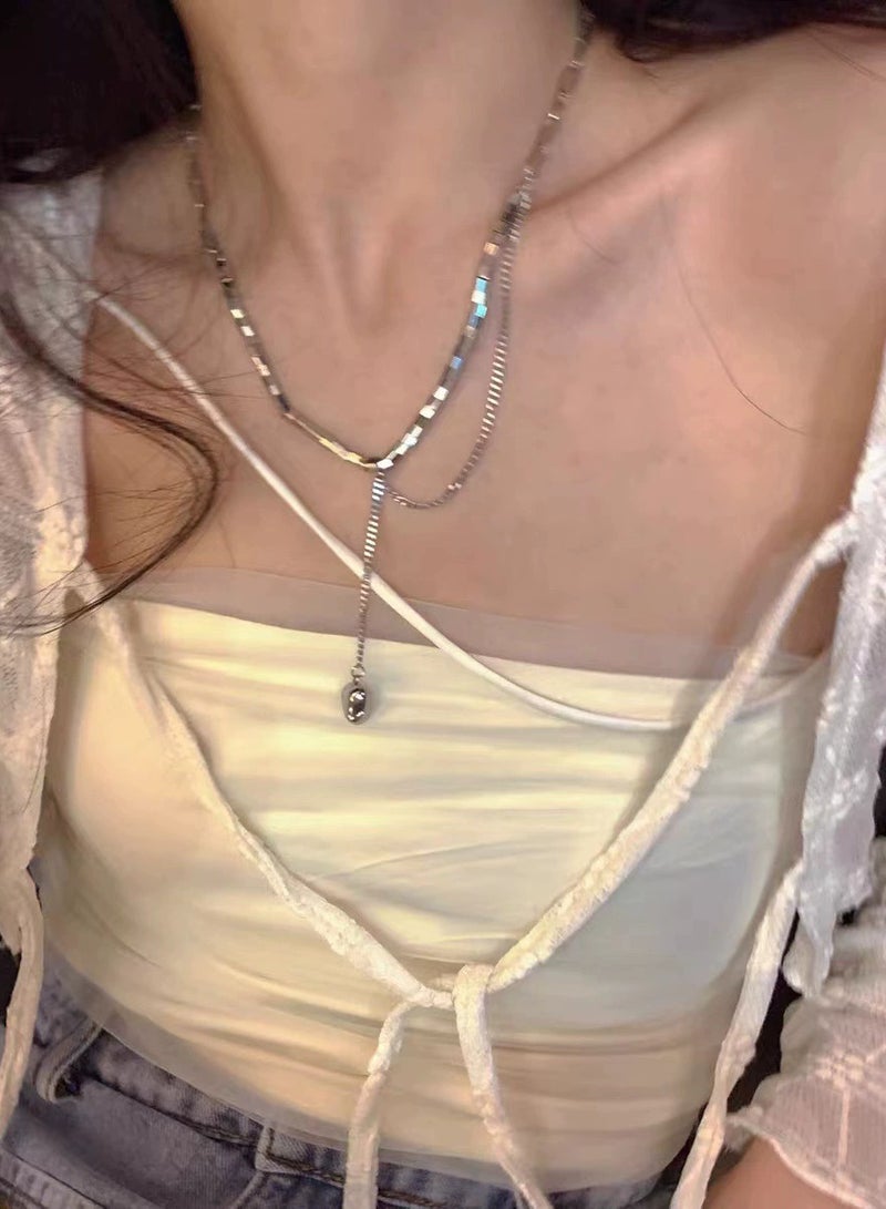 Goolsky Minimalist Double-Layer Heart Pendant Necklace – Geometric Indie Design for Women, Cool-Girl Aesthetic Choker - Image 3