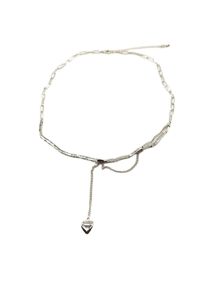 Goolsky Minimalist Double-Layer Heart Pendant Necklace – Geometric Indie Design for Women, Cool-Girl Aesthetic Choker - Image 5