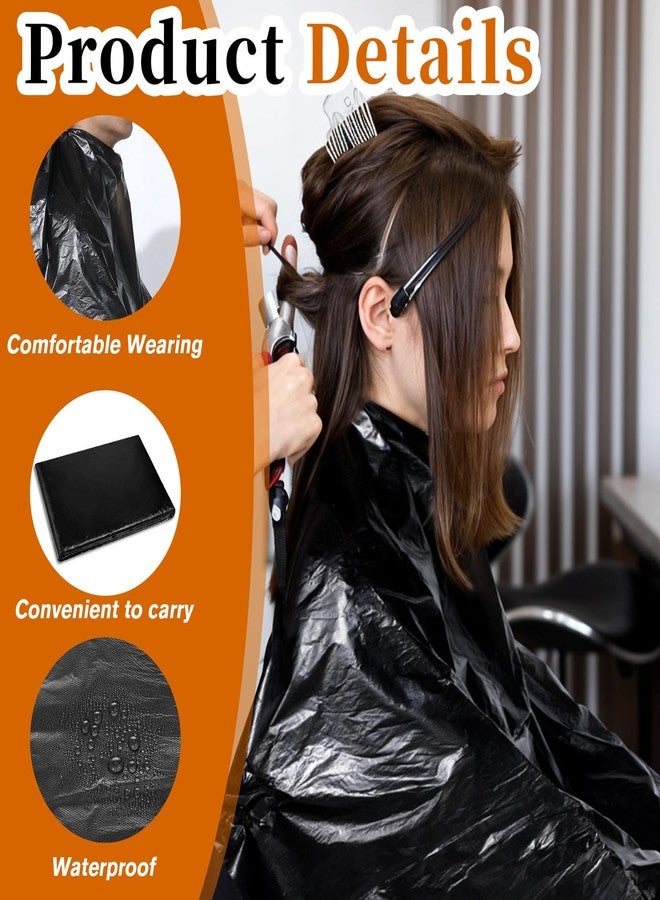 Xosjska 100 Pcs Disposable Salon Cape, Disposable Capes Hair-Salon, Hair Stylist Waterproof Shampoo Apron for Barbers,Beauty Salon,Hair Dye,Perming (51.2 x 36.2 Inch,Black) - Image 4