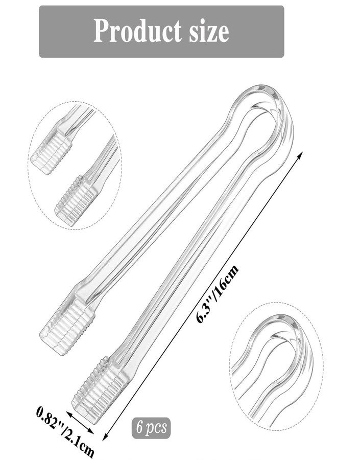 Cangfort Clear Kitchen Tongs, 6 Pcs Buffet Plastic Disposable Tongs for Serving Food, Ice, Salad, Barbecue, Cookies (6.3"/16cm*0.82"/2.1cm, Weighs 0.05Ib/0.02Kg) - Image 4