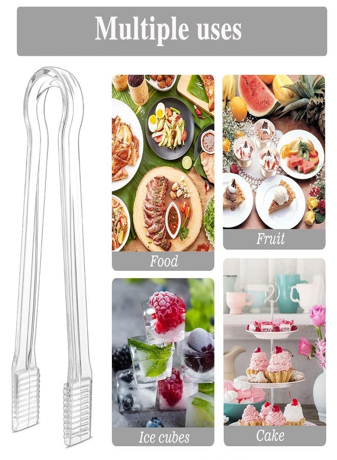 Cangfort Clear Kitchen Tongs, 6 Pcs Buffet Plastic Disposable Tongs for Serving Food, Ice, Salad, Barbecue, Cookies (6.3"/16cm*0.82"/2.1cm, Weighs 0.05Ib/0.02Kg) - Image 2