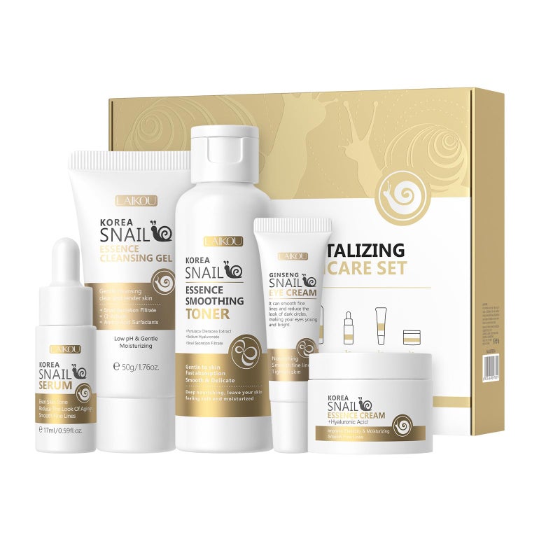 Korean Snail Essence Skin Care KitSkincare Gifts for WomenInclude Gentle CleanserTonerEye CreamSerumCreamLongLasting Moisturizing NourishingMinimizes the Look of Wrinkles