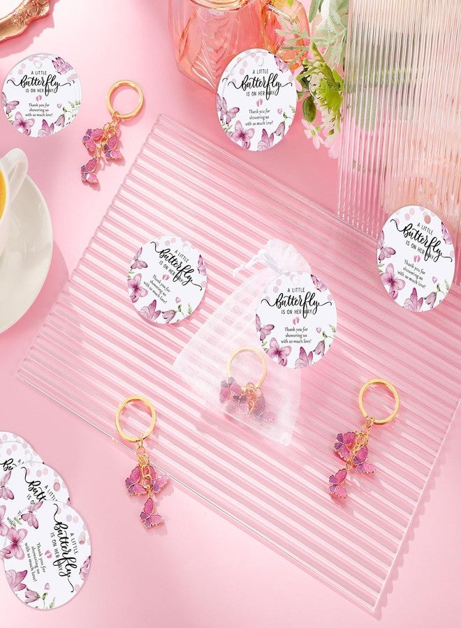 Ferreve 25 Sets Butterfly Baby Shower Favors for Guests Pink Butterfly Baby Shower Keychains Thank You Tags Bags for Return Gifts - Image 5