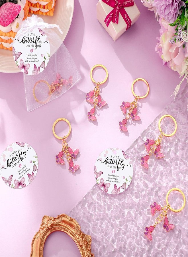 Ferreve 25 Sets Butterfly Baby Shower Favors for Guests Pink Butterfly Baby Shower Keychains Thank You Tags Bags for Return Gifts - Image 4