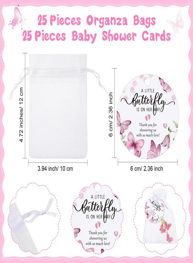 Ferreve 25 Sets Butterfly Baby Shower Favors for Guests Pink Butterfly Baby Shower Keychains Thank You Tags Bags for Return Gifts - Image 3