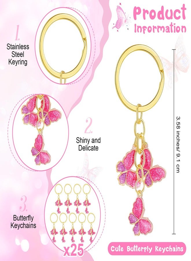 Ferreve 25 Sets Butterfly Baby Shower Favors for Guests Pink Butterfly Baby Shower Keychains Thank You Tags Bags for Return Gifts - Image 2