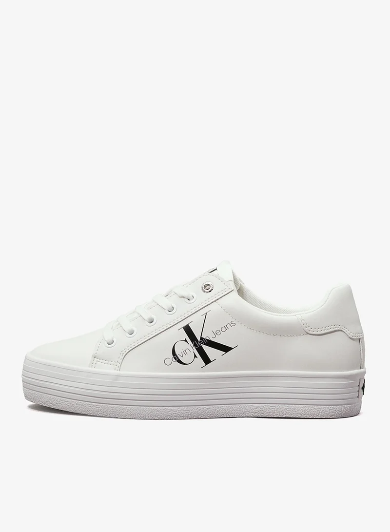 Calvin Klein Jeans Bright White Leather Platform Sneakers for Women | Best Price UAE