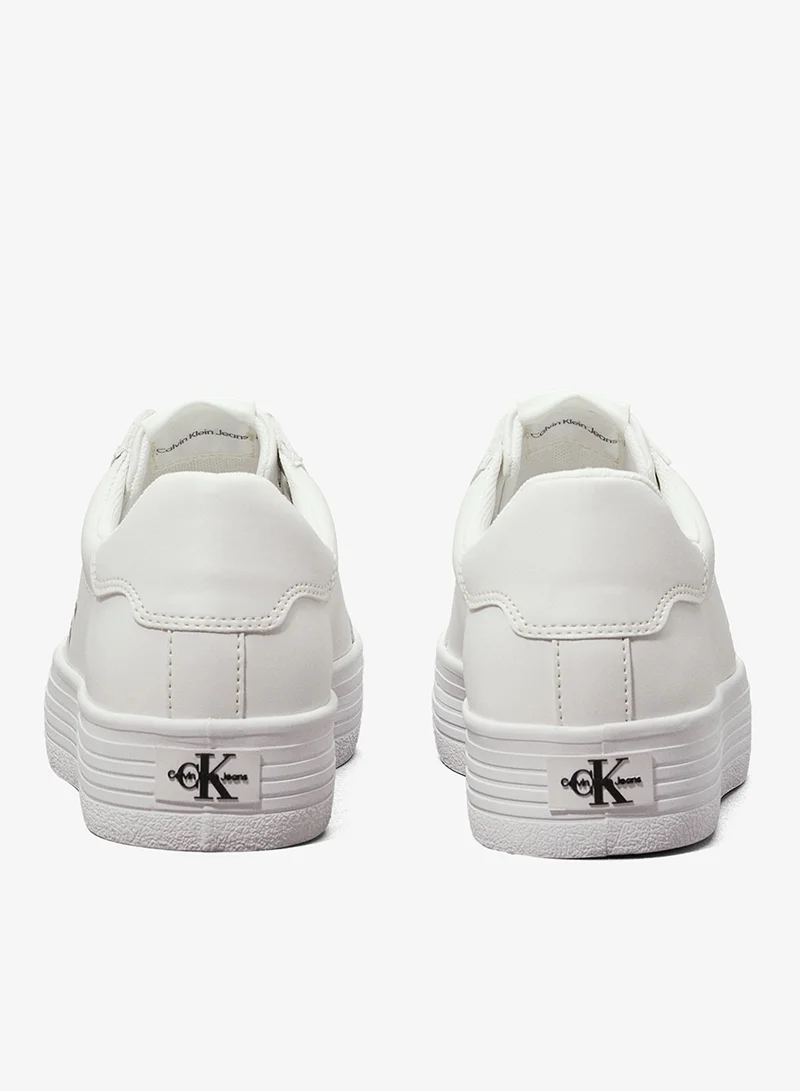 Calvin Klein Jeans Bright White Leather Platform Sneakers for Women | Best Price UAE