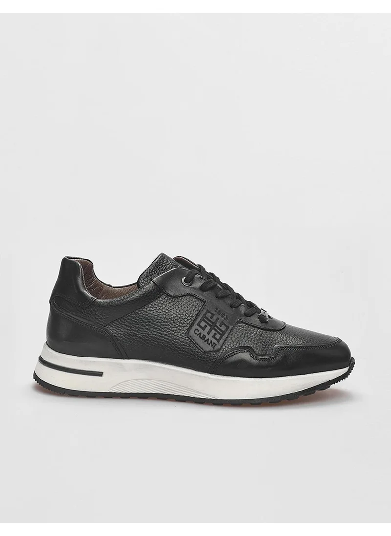 Cabani Leather Black Lace-Up Men's Sports Shoes