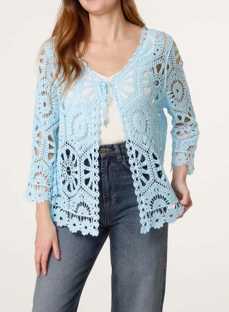 بلو فانيلا Long-Sleeved Crochet Cardigan