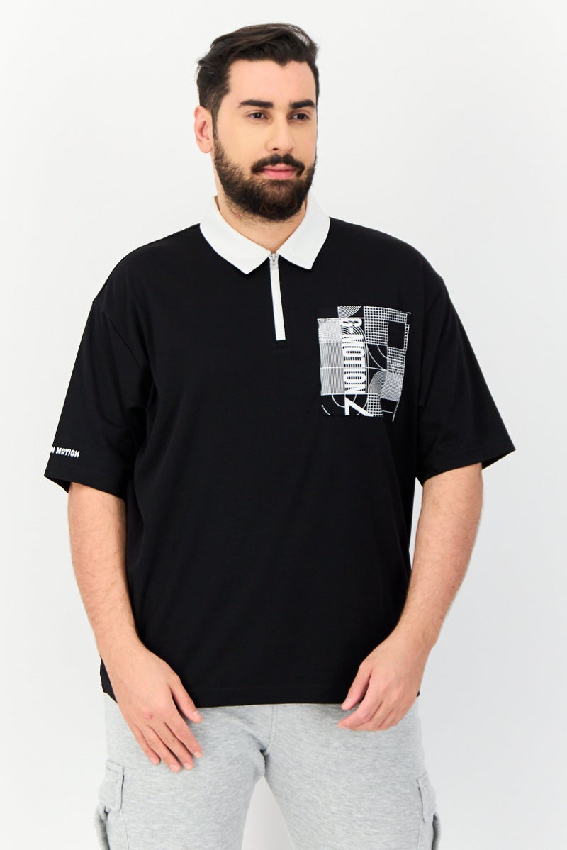 GIORDANO G-Motion Men Sportswear Fit Short Sleeves Outdoor Polo Shirt, Black  - Image 1