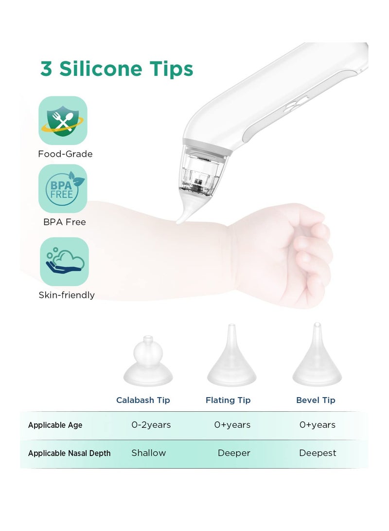 Zikra Baby Electric Nasal Aspirator, Suntown Newest Large Flow Nose for Baby, Booger , Nose Cleaner for Toddlers with 3 Silicone Tips, 3 Suction Levels, Music & Light Soothing Function (Grey) - Image 5