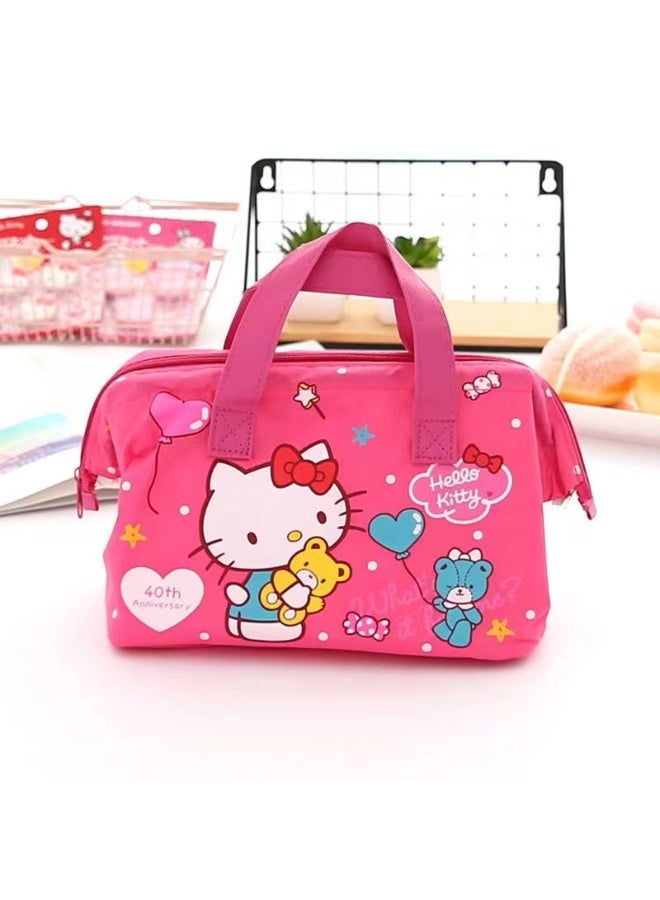 هالو كيتي مرحبا كيتي سميكة العزل الحراري فيلم الألومنيوم المحمولة للماء الغداء مربع حقيبة طالب الغداء حقيبة الغداء مربع - Image 1