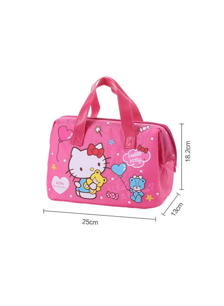 هالو كيتي مرحبا كيتي سميكة العزل الحراري فيلم الألومنيوم المحمولة للماء الغداء مربع حقيبة طالب الغداء حقيبة الغداء مربع - Image 3