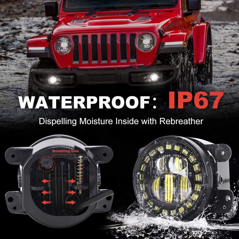 AUDEXEN 4.5 Inch LED Fog Lights for Jeep Wrangler 2007-2018 - Image 4