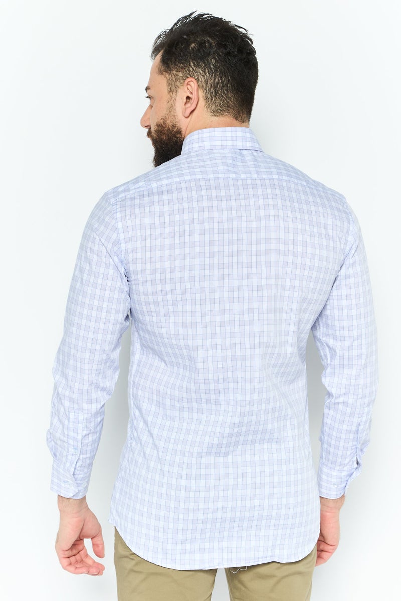 Tailorbyrd قميص رجالي بأكمام طويلة ومناسب للأداء بنمط مربعات، ليلك - Image 4