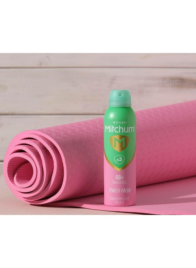Mitchum Powder Fresh Triple Odor Defense 48HR Aerosol Antiperspirant Deodorant – 200 ml - Image 4