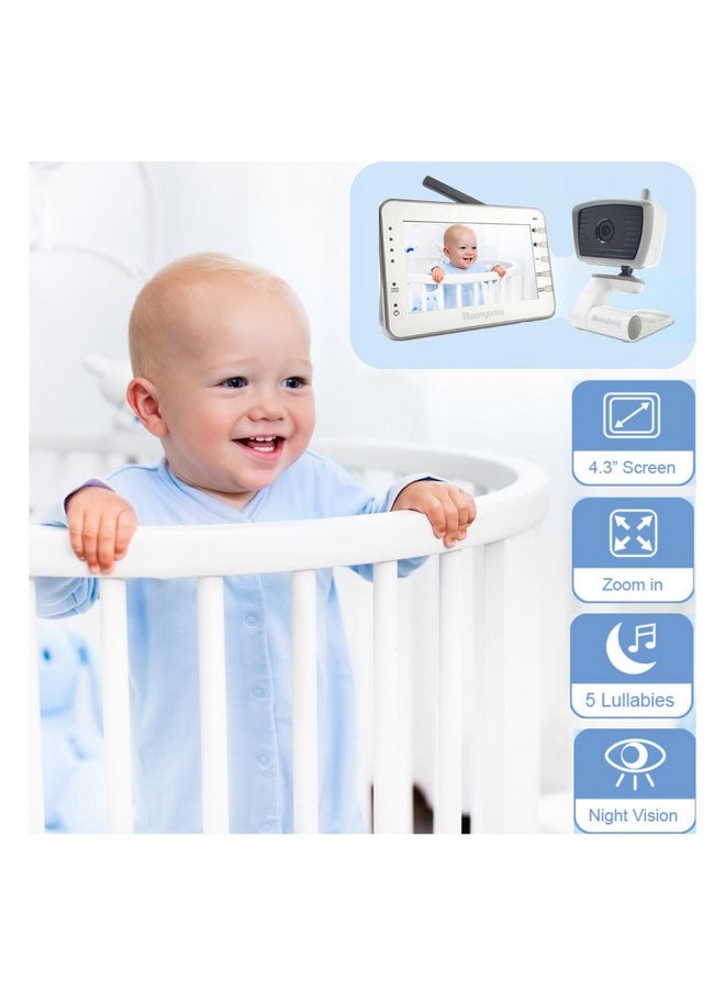 moonybaby - Baby Monitor With Camera And Audio, Long Range No Wifi, Baby Room Temperature Monitoring, Auto Night Vision, 5 Built-In Lullabies, 2-Way Audio - Image 1