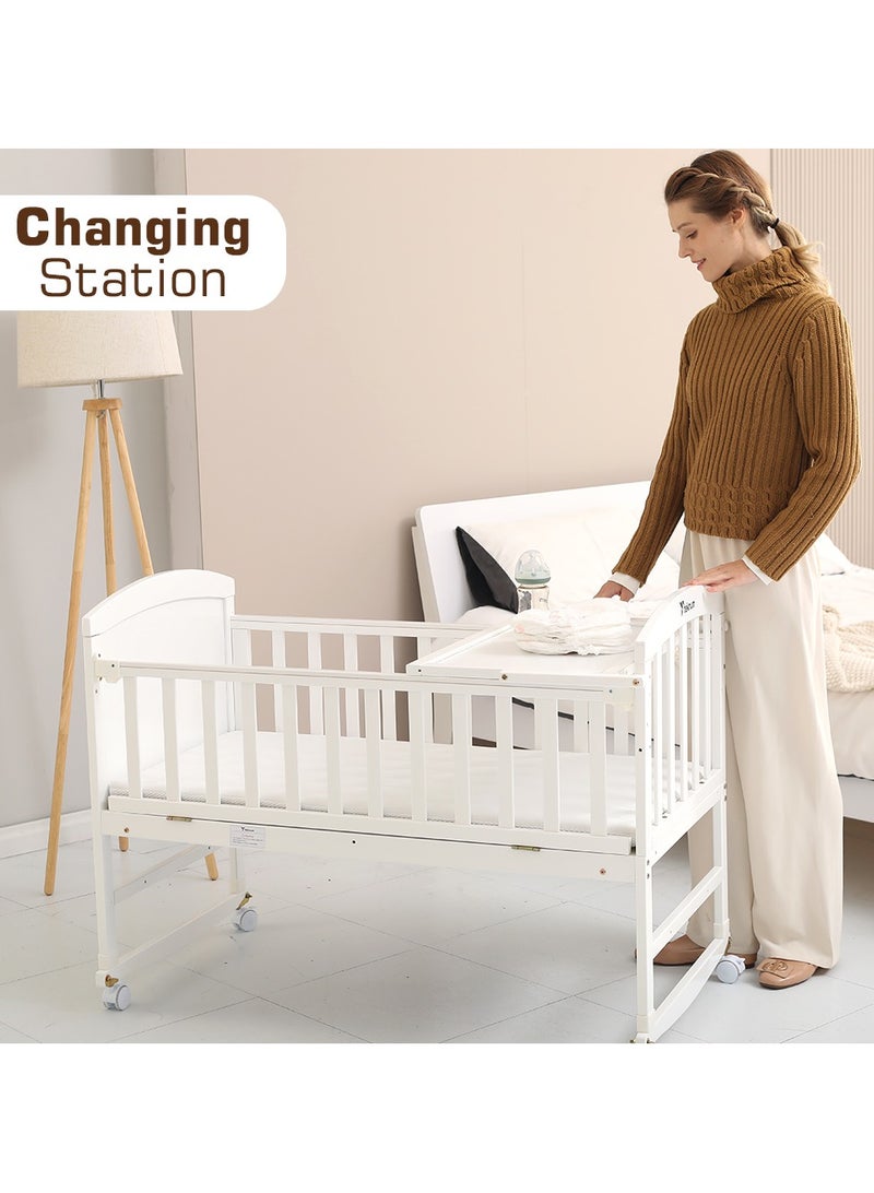 TEKNUM سرير جانبي قابل للتحويل 7 في 1 مع مرتبة، شبكة ناموسية وعجلات قابلة للفك، 0 - 12 سنة، أبيض - Image 5