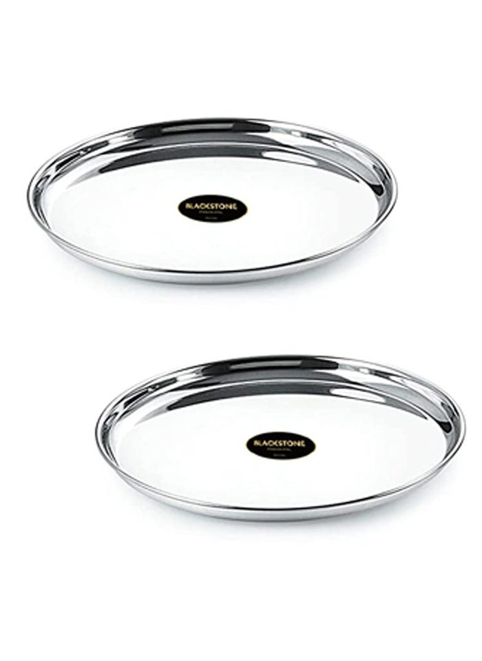 BLACKSTONE - Stainless Steel Buffet Plates Rice Plates Set of 2 Pcs 25cm - Image 1