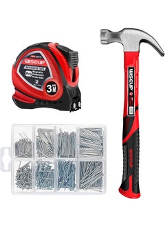 PROMASS 560pcs Wall Nails & Finish Nails For Hanging Pictures Small Hammer Set 8oz Tape Measure 10ft Basic Woodwork Tool Kit For Home Decor,Wood Craft,Household DIY Supplies and Accessories  - Image 1