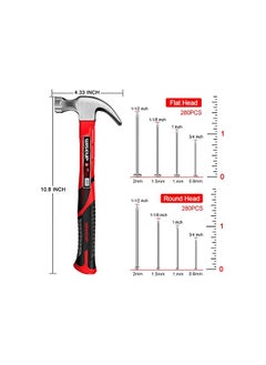 PROMASS 560pcs Wall Nails & Finish Nails For Hanging Pictures Small Hammer Set 8oz Tape Measure 10ft Basic Woodwork Tool Kit For Home Decor,Wood Craft,Household DIY Supplies and Accessories  - Image 3