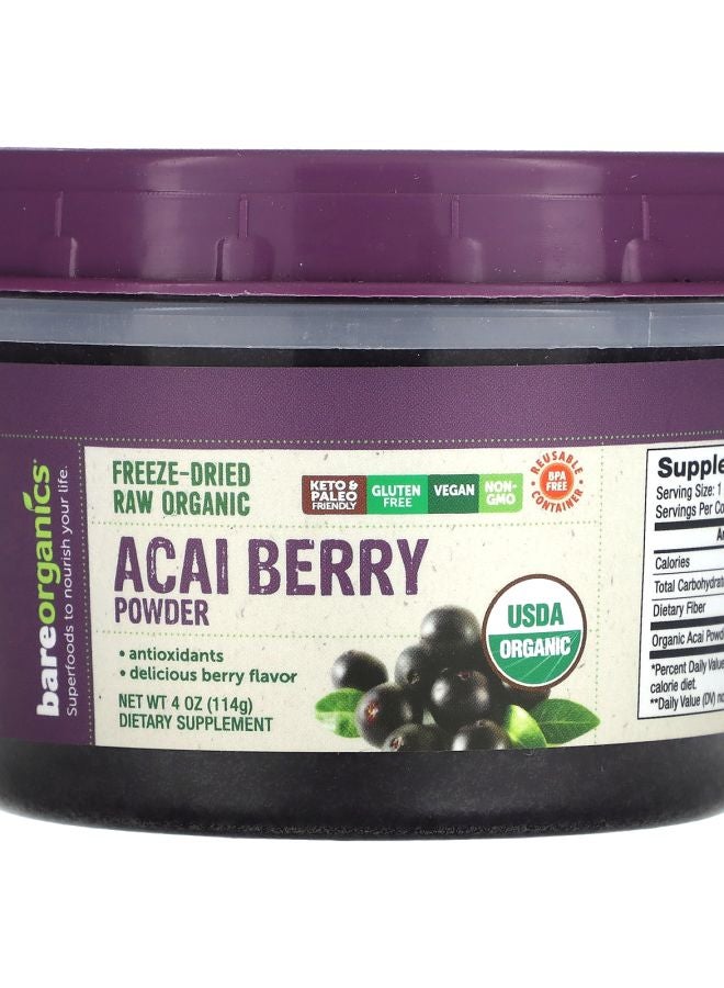 Freeze-Dried Raw Organic Acai Berry Powder  4 oz (114 g)