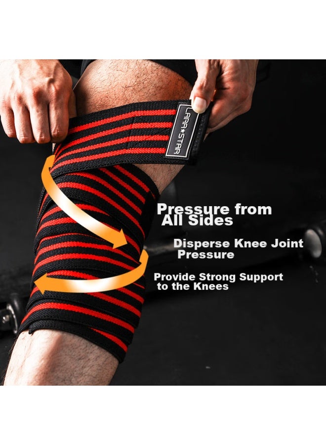 LAURASTAR Larastar Weightlifting Squat Elastic Knee Strap Leg Wrap Fitness Knee Brace Elbow Support Training [2.0 Meters Two Pieces] - Image 1