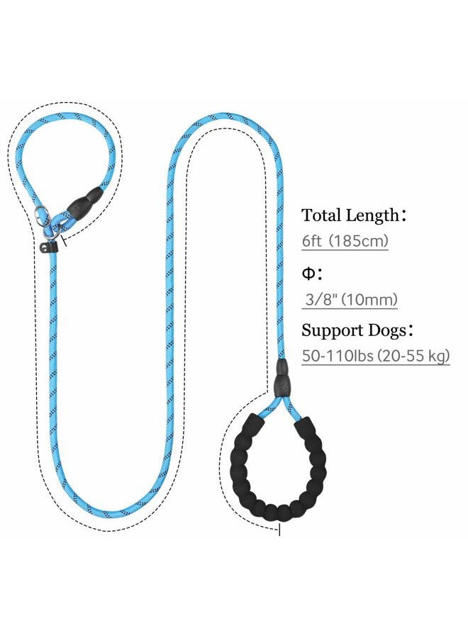 TagME Slip Rope Dog Lead for Medium Dogs,1.8m Reflective Slip Leads with Soft Padded Handle, 12 Colors Slip-On Nylon Leash for Training / Walking, Blue - Image 2