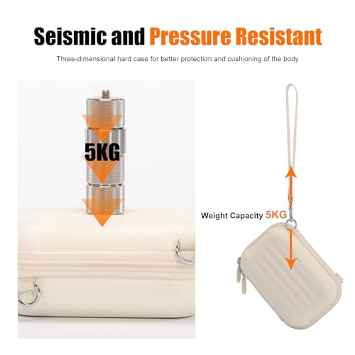 Cwatcun Digital Camera Case, Waterproof Hardshell Digital Camera Bag with 2 Carrying Ways, Lightweight Small Camera Sling Bag Compatible with KODAK PIXPRO/Canon PowerShot/Sony DSCW800 DSCW830 - White - Image 5