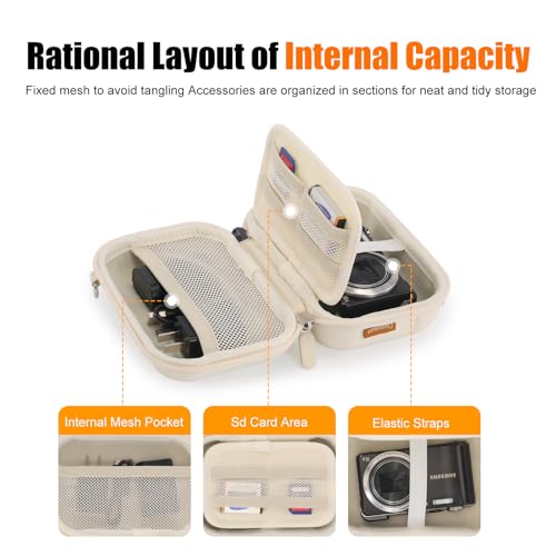 Cwatcun Digital Camera Case, Waterproof Hardshell Digital Camera Bag with 2 Carrying Ways, Lightweight Small Camera Sling Bag Compatible with KODAK PIXPRO/Canon PowerShot/Sony DSCW800 DSCW830 - White - Image 3