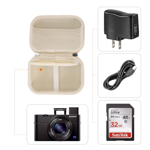 Cwatcun Digital Camera Case, Waterproof Hardshell Digital Camera Bag with 2 Carrying Ways, Lightweight Small Camera Sling Bag Compatible with KODAK PIXPRO/Canon PowerShot/Sony DSCW800 DSCW830 - White - Image 2