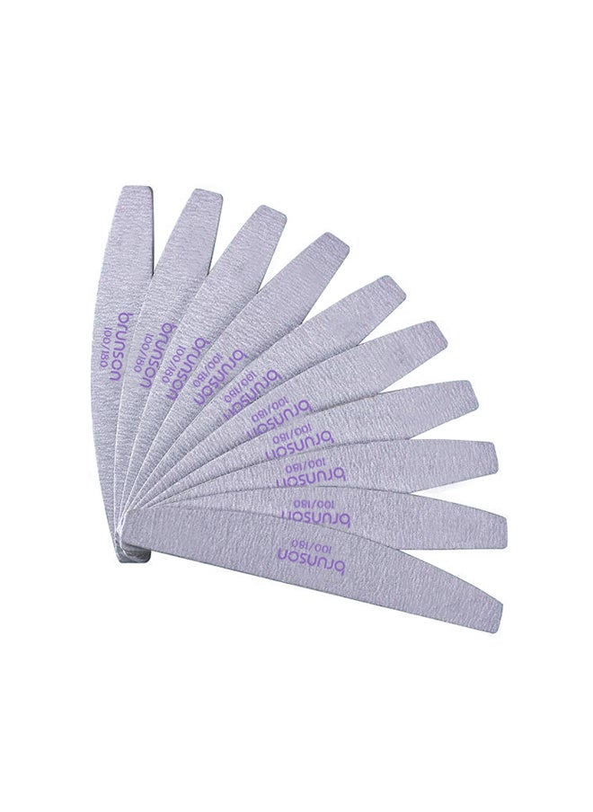 brunson - Double Sided Professional Fingernail Files Kit, Half Moon Space Zebra File 25 Pieces Per Pack - EB-321Z - Image 1