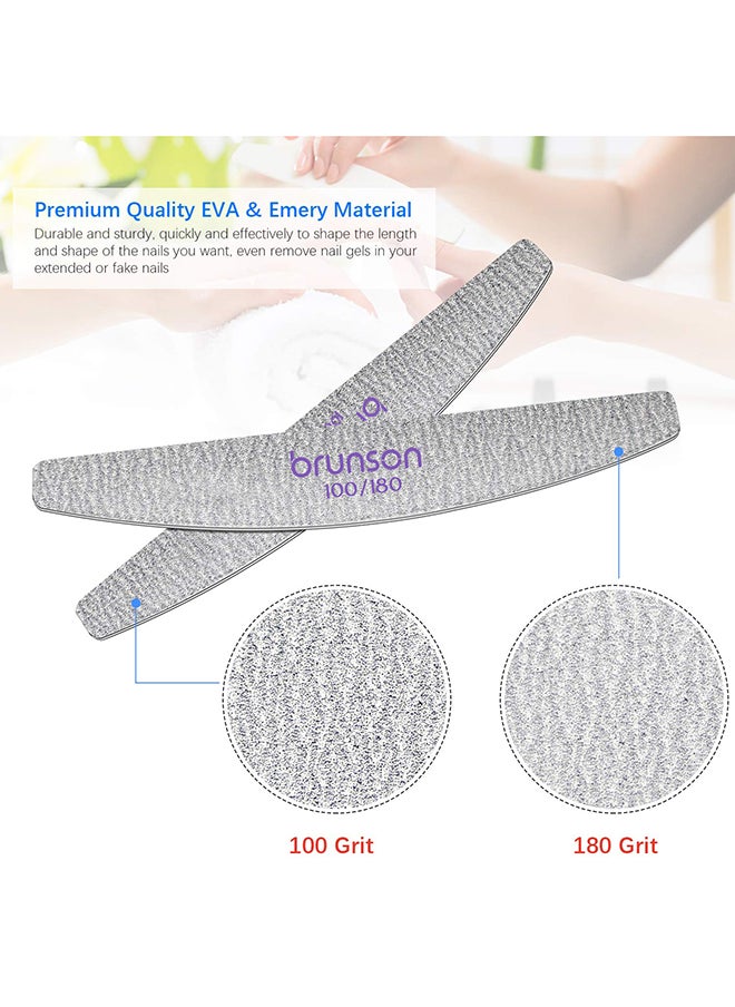 brunson - Double Sided Professional Fingernail Files Kit, Half Moon Space Zebra File 25 Pieces Per Pack - EB-321Z - Image 1