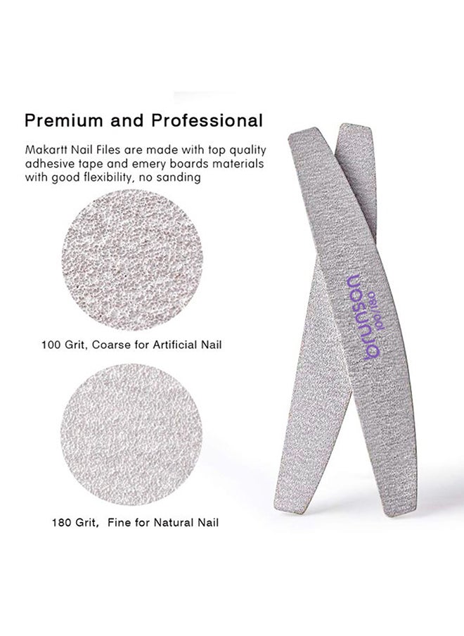 brunson - Double Sided Professional Fingernail Files Kit, Half Moon Space Zebra File 25 Pieces Per Pack - EB-321Z - Image 1