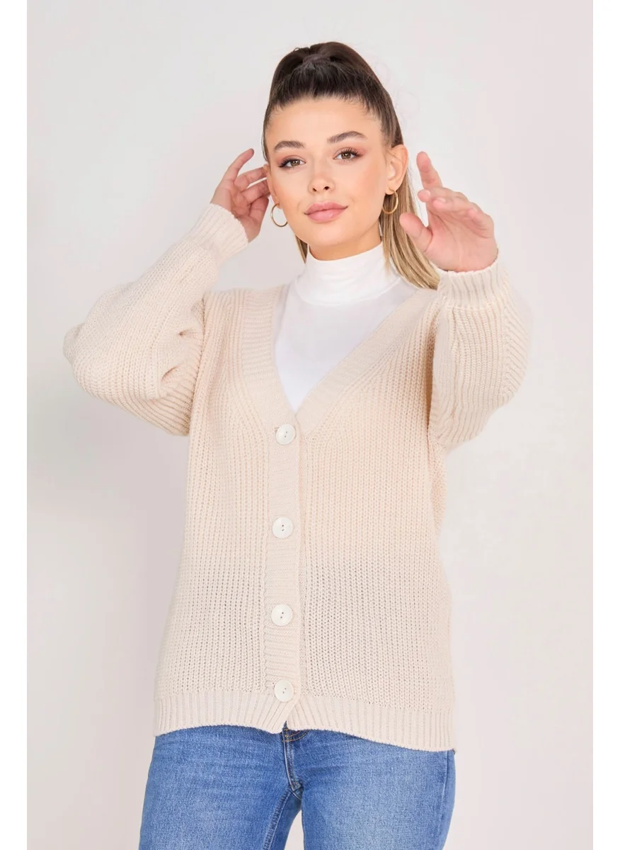 Tofisa 23090-CREAM Knitwear Cardigan